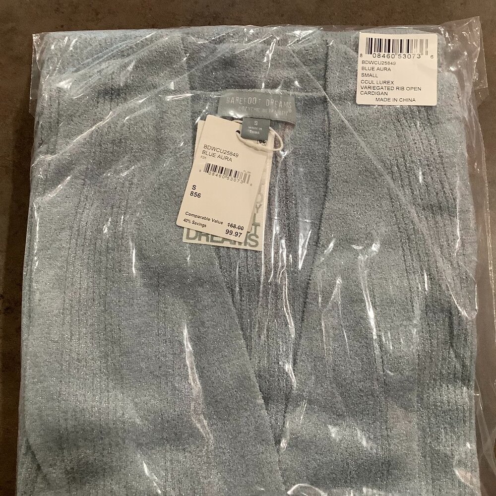 Barefoot Dreams Open Cardigan, Blue Aura, size small - Picture 3 of 4